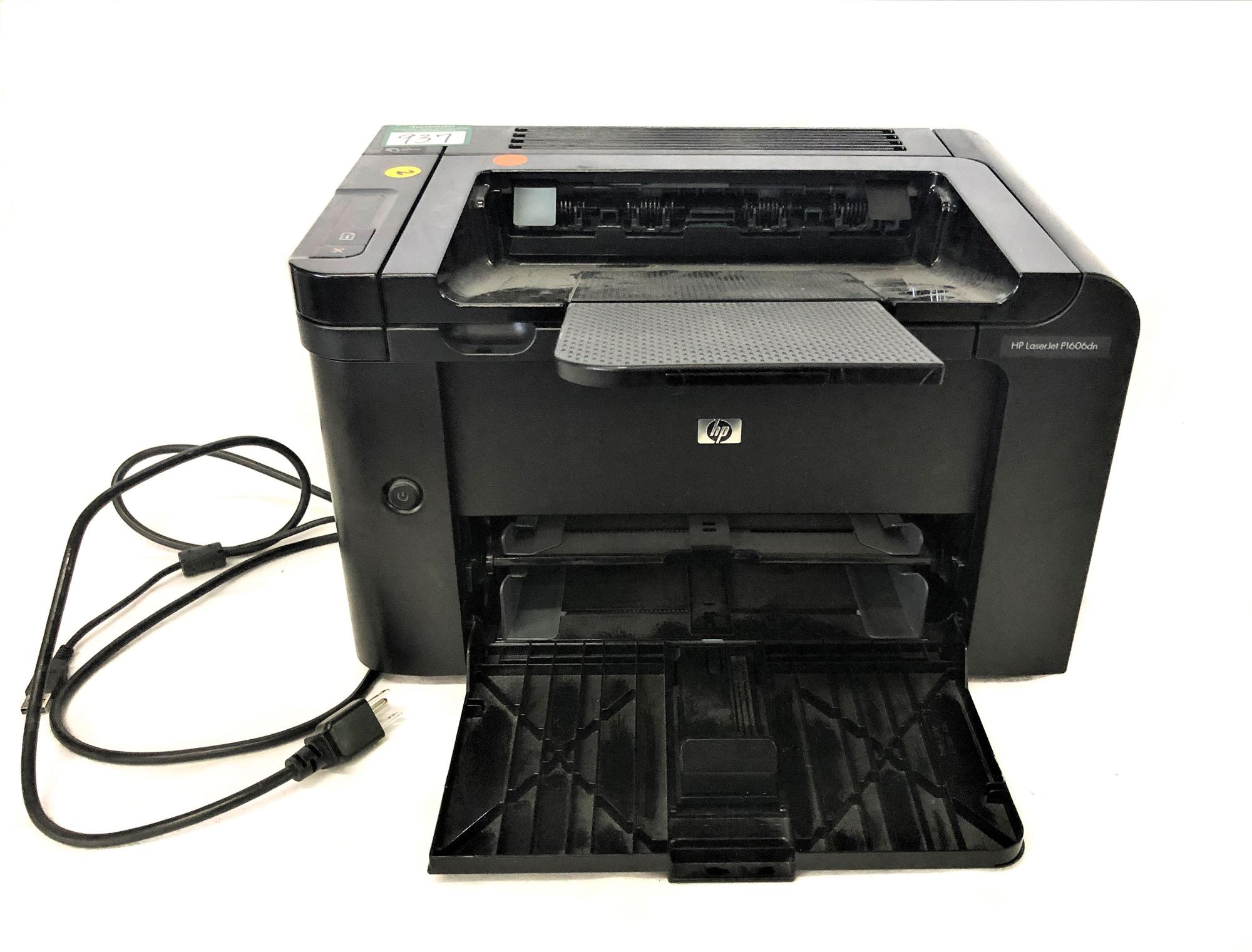 (1) HP Printer HP LaserJet P1606dn with USB AB printer cable and power ...